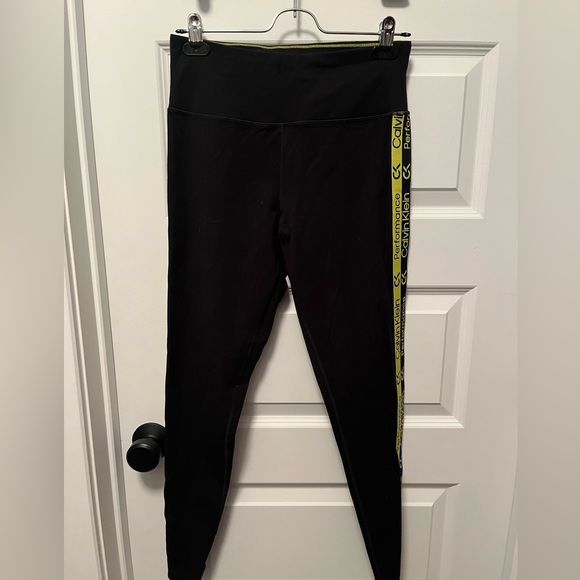 CALVIN KLEIN Performance Activewear Legging / Yoga Pant (Black and Yellow) - Picture 1 of 4